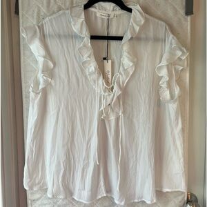 NWT Mustard Seed Silky Ruffle Blouse